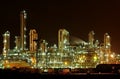 Chemical production facility at night