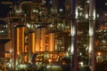 Chemical production facility at night