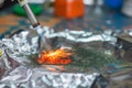 Chemical reaction of ammonium dichromate if it ignite Royalty Free Stock Photo