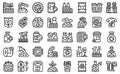 Chemical recycling icons set outline vector. Garbage bin Royalty Free Stock Photo
