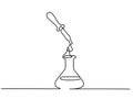 Chemical retort with pipette continuous line art