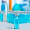 Chemical scientific laboratory blue glass bottles