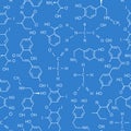 Chemical seamless pattern. Blue. Royalty Free Stock Photo