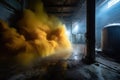 chemical spill with toxic cloud in abandoned factory Royalty Free Stock Photo