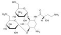Chemical structure of amikacin, drug substance Royalty Free Stock Photo