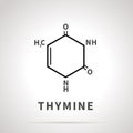 Chemical structure of Thymine, one of the four main nucleobases, simple black icon Royalty Free Stock Photo