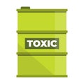 chemical substances container. metal iron container with radioactive wastes, toxic components gas warnings. Vector