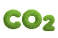 The chemical symbol CO2 depicted with a green grass texture isolated on white Royalty Free Stock Photo