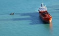 Chemical tanker ship seen from the above
