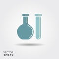 Chemical flask and test tube. Vector logo Royalty Free Stock Photo