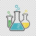 Chemical test tube pictogram icon. Laboratory glassware or beaker equipment isolated on isolated background. Experiment flasks. T