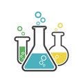 Chemical test tube pictogram icon. Laboratory glassware or beaker equipment isolated on white background. Experiment flasks.
