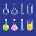 Chemical test tube pictogram icons set.