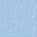 chemical test tubes and flasks seamless pattern hand drawn doodle, vector. line art, nordic, scandinavian, minimalism Royalty Free Stock Photo