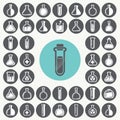 Chemical test tubes icons set.