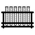 Chemical test tubes vector icons in test tube rack minimalist simple flat illustrations. Experiment chemical flasks for science