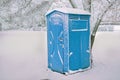 Chemical toilet in the park on winter