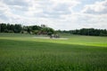 Chemical treatment spray pesticide on field Royalty Free Stock Photo