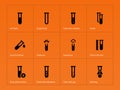 Chemical tube icons on orange background