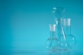 Glass flasks. Laboratory utensil