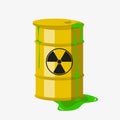 Chemical waste yellow barrel. Toxic refuse keg. Vector.