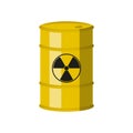 Chemical waste yellow barrel. Toxic refuse keg. Vector.
