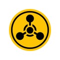 Chemical weapon sign. Black danger icon on yellow round symbol. Vector illustration of chemical hazard. Hazard symbol Royalty Free Stock Photo