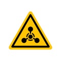 Chemical weapon sign. Black danger icon on yellow triangle symbol. Vector illustration of chemical hazard Royalty Free Stock Photo