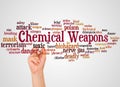 Chemical weapons word cloud and hand with marker concept