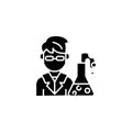 Chemist black icon concept. Chemist flat vector symbol, sign, illustration.