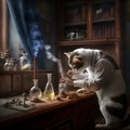 Chemist cat experiments in his laboratory Royalty Free Stock Photo