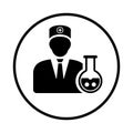 Chemist, chemical, chemistry, retort, scientist, analytics icon. Black vector design.
