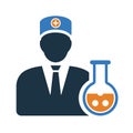 Chemist, chemical, chemistry, retort, scientist, analytics icon. Simple flat design concept.