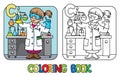 Chemist coloring book. Profession ABC. Alphabet C