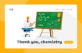 Chemist Create Remedy Landing Page Template. Pharmacy Production, Medicine Industry. Pharmacist Character at Chalkboard