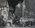 Chemist by David Teniers engraved in a vintage book Picture Galleries of Europe, edition of M.S. Wolf, vol. 1, 1862, St.