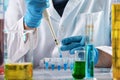 Chemist engineer holding test tube with chemist material in the investigation lab Royalty Free Stock Photo