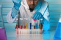 Chemist engineer working with tubes test in laboratory Royalty Free Stock Photo