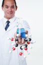 A chemist holding a flask and chemical Royalty Free Stock Photo