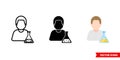 Chemist icon of 3 types color, black and white, outline. Isolated vector sign symbol