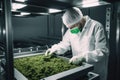 A chemist is looking at cannabis plant, Generative AI