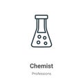 Chemist outline vector icon. Thin line black chemist icon, flat vector simple element illustration from editable professions