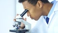 Chemist, Scientific Reseacher using Microscope in Laboratory Royalty Free Stock Photo