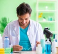 Chemist testing soap in the lab