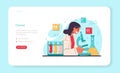 Chemist web banner or landing page. Chemistry scientist doing an experiment