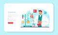 Chemist web banner or landing page. Chemistry scientist doing an experiment