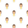 Chemist Woman Avatar Seamless Pattern