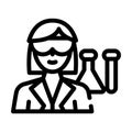 Chemist woman job line icon vector illustration Royalty Free Stock Photo