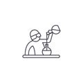 Chemist at work vector line icon, sign, illustration on background, editable strokes