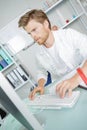 Chemist working in lab Royalty Free Stock Photo